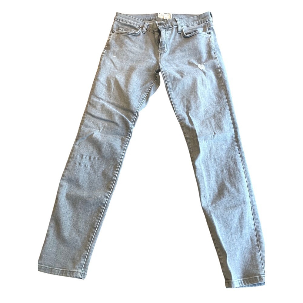 Current Elliott The Stiletto Distressed Denim Jean Womens Light Grey Size 28
